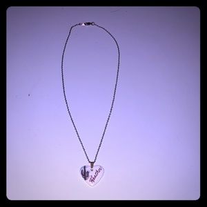 Girls 16" Heather name heart necklace with cactus